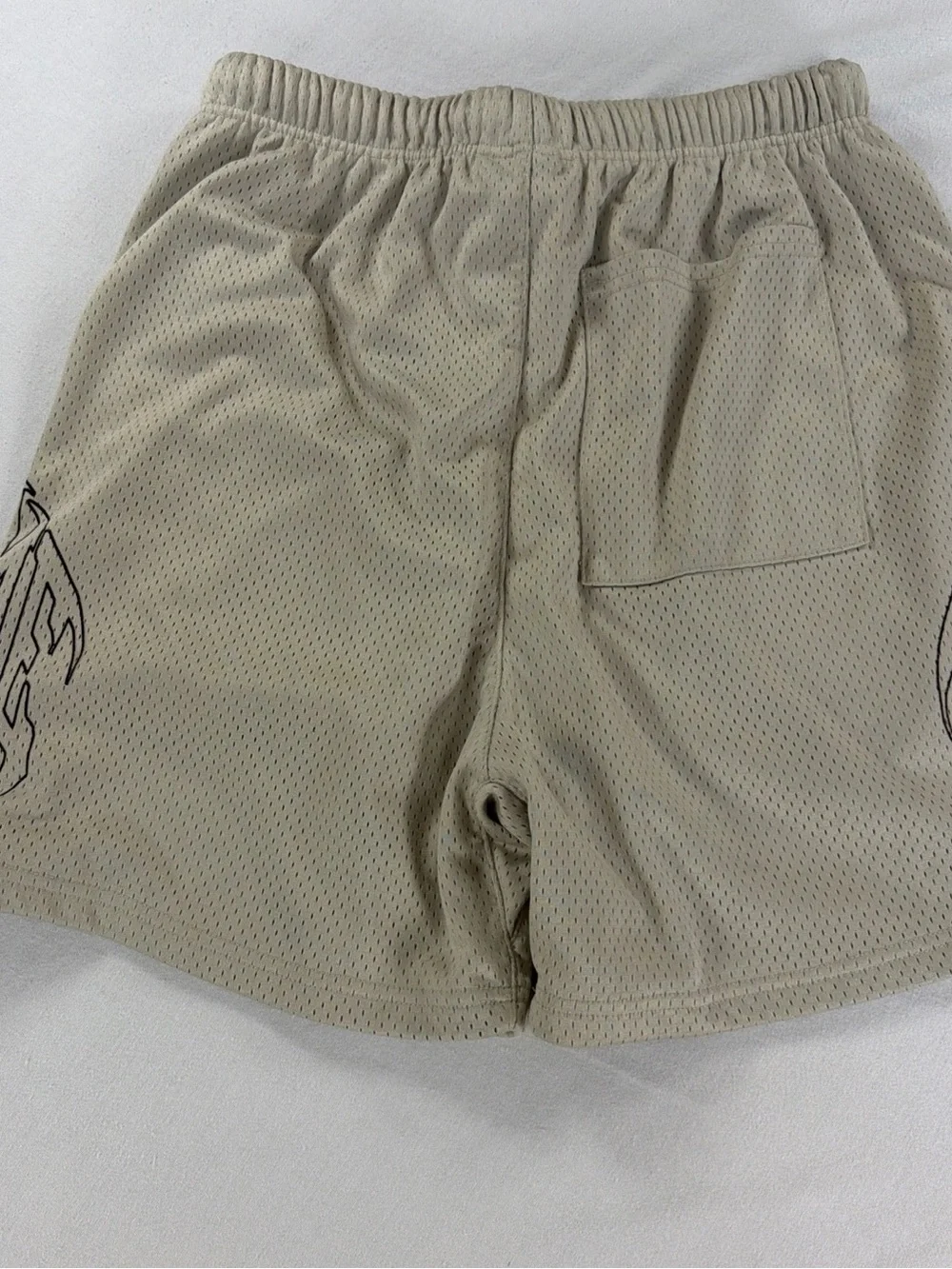 Civil Regime Men's Mesh Drawstring Shorts Size M Gray Flames Spell-out Logo - 1C